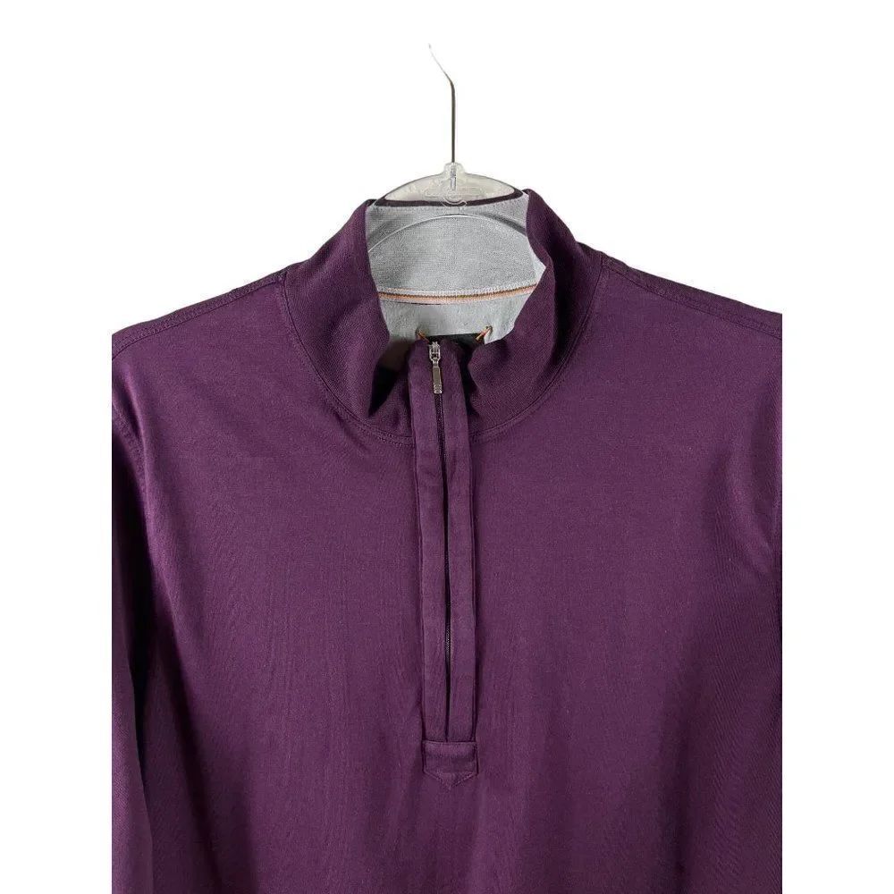 Left Coast Tee Mens 1/4 Zip Pullover Long Sleeve Casual Shirt Medium Purple - Picture 2 of 10
